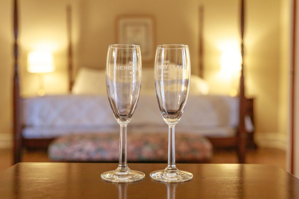 Romantic evening at the Inn with drink glasses