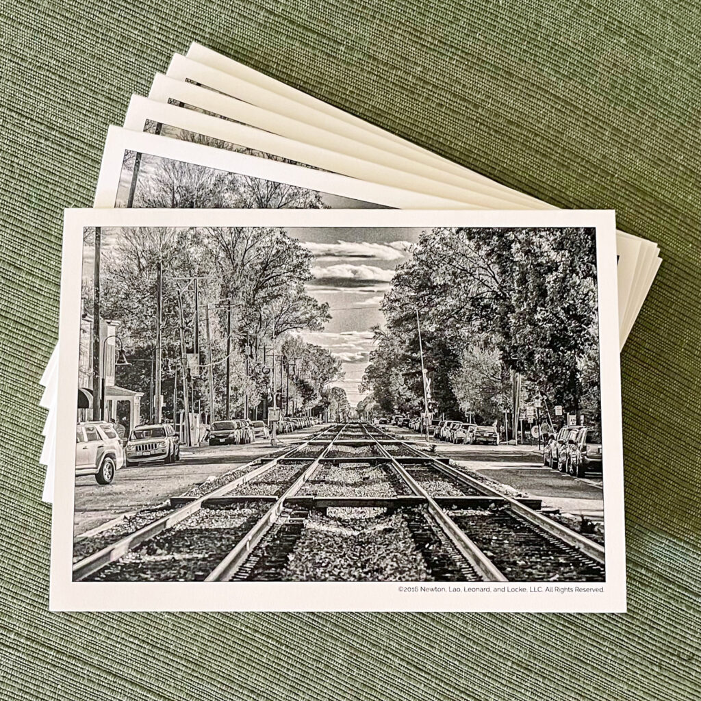Greeting cards with train track illustration – Available in the shop
