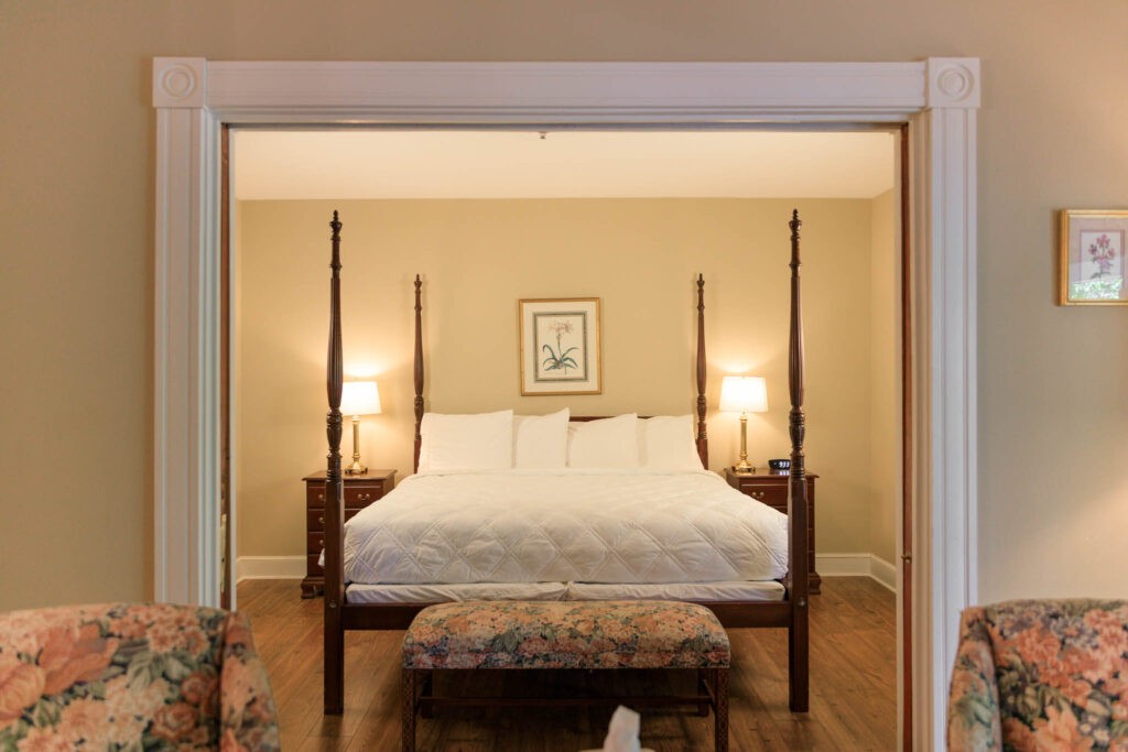 Stay – Inviting guest room at the Henry Clay Inn with a king size bed